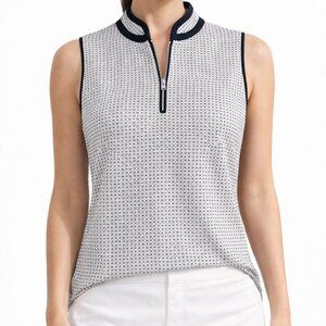 Daily Sports Talia Sleeveless Golf Polo Quick Dry Zip Black White L